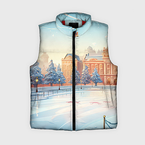 Женский жилет Новогодняя городская площадь / 3D-Красный – фото 1