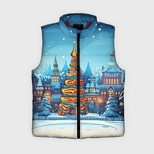 Женский жилет Новогоднее настроение елочка / 3D-Красный – фото 1