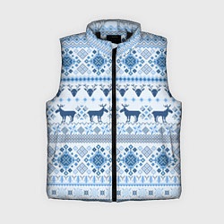 Женский жилет Blue sweater with reindeer, цвет: 3D-черный