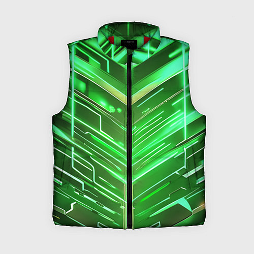 Женский жилет Зелёные неон полосы киберпанк / 3D-Красный – фото 1