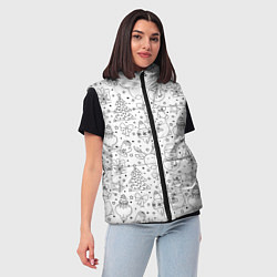 Женский жилет Черно-белый новогодний патерн, цвет: 3D-красный — фото 2