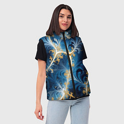 Женский жилет Глубокая синева и золотые узоры, цвет: 3D-светло-серый — фото 2