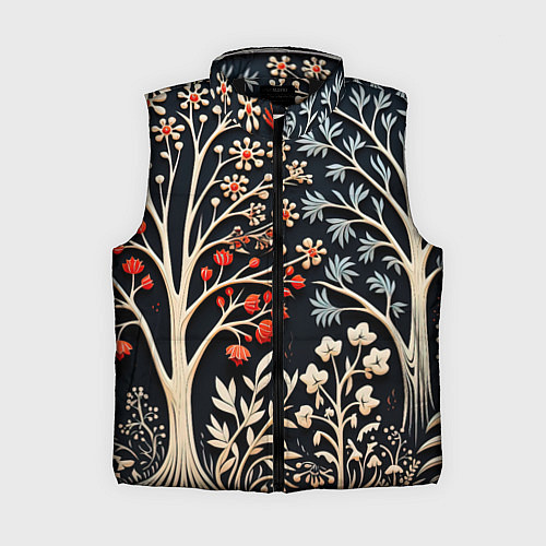 Женский жилет Новогодние узоры и деревья / 3D-Черный – фото 1