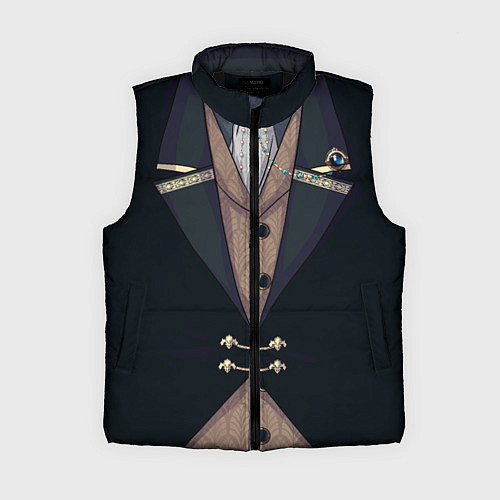 Женский жилет Фрак тёмно-зелёный с хлястиком / 3D-Черный – фото 1