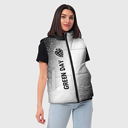 Женский жилет Green Day glitch на светлом фоне по-вертикали, цвет: 3D-черный — фото 2