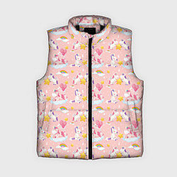 Женский жилет Единороги паттерн праздник, цвет: 3D-черный