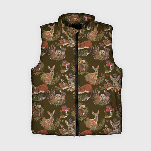 Женский жилет Разные животные / 3D-Черный – фото 1