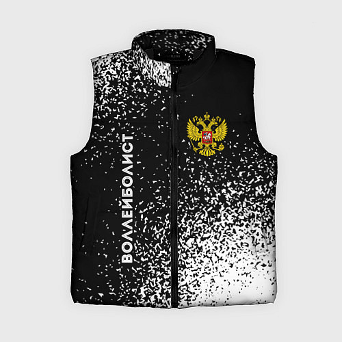 Женский жилет Воллейболист из России и герб РФ вертикально / 3D-Черный – фото 1