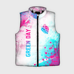 Женский жилет Green Day neon gradient style вертикально, цвет: 3D-черный