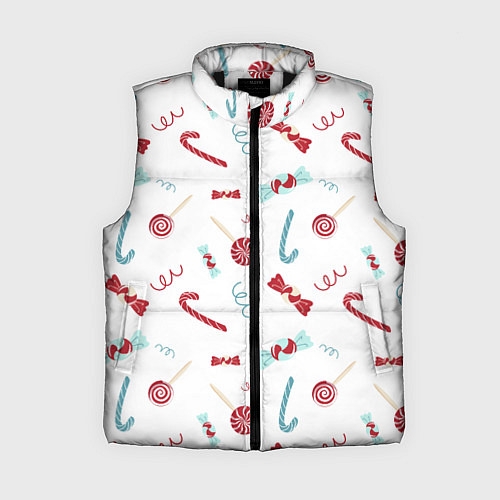 Женский жилет Новогодние конфетки и подарки / 3D-Черный – фото 1