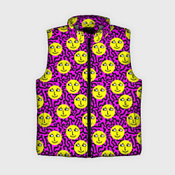 Женский жилет Smiley face on violet, цвет: 3D-светло-серый