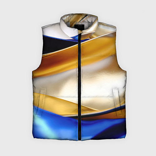 Женский жилет Белая желтая синяя абстракция / 3D-Светло-серый – фото 1