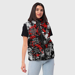 Женский жилет Японский стиль иероглифы, цвет: 3D-красный — фото 2