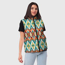 Женский жилет Орнамент икат - имитация аткласной ткани, цвет: 3D-черный — фото 2