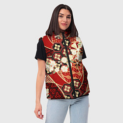 Женский жилет Японские хризантемы с сакурой, цвет: 3D-черный — фото 2