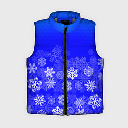 Женский жилет Снежинки на синем