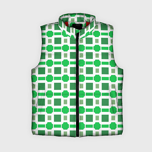 Женский жилет Зелёные кирпичики и белые полосы / 3D-Красный – фото 1