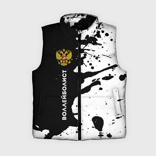 Женский жилет Воллейболист из России и герб РФ по-вертикали / 3D-Черный – фото 1