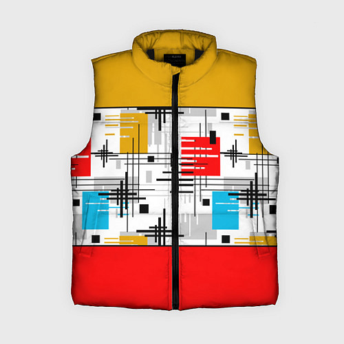 Женский жилет Узор красного горчичного цвета / 3D-Черный – фото 1