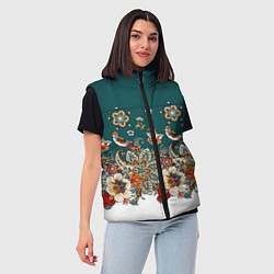 Женский жилет Индийский орнамент с птицами, цвет: 3D-черный — фото 2