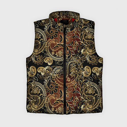 Женский жилет Золотые узоры пейсли / 3D-Красный – фото 1