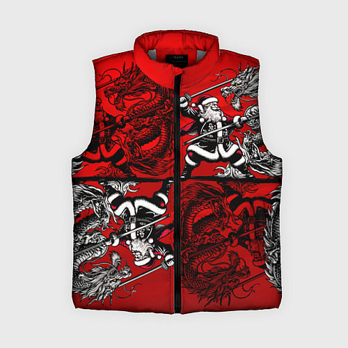 Женский жилет Дед Мороз с копьем и драконом / 3D-Светло-серый – фото 1