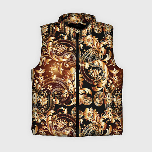 Женский жилет Пейсли золотые узоры / 3D-Черный – фото 1