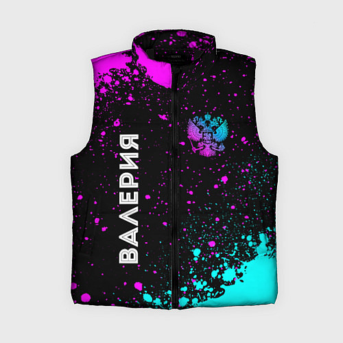 Женский жилет Валерия и неоновый герб России вертикально / 3D-Черный – фото 1