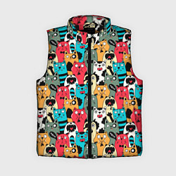 Женский жилет Мультяшные коты, цвет: 3D-черный