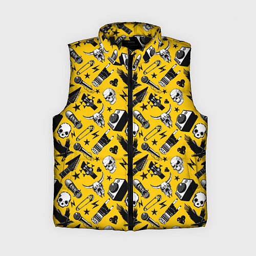 Женский жилет Музыкальный рокенрольный узор / 3D-Черный – фото 1