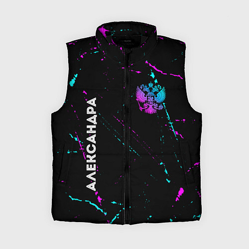 Женский жилет Александра и неоновый герб России вертикально / 3D-Черный – фото 1