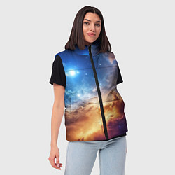 Женский жилет Оранжевая небула космос, цвет: 3D-черный — фото 2