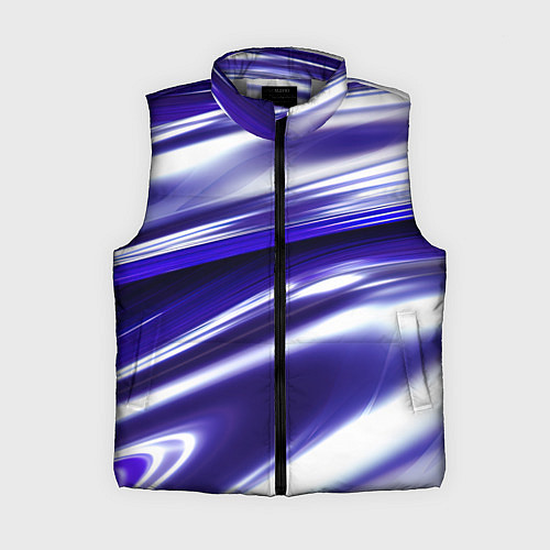 Женский жилет Белая синяя абстракция волнами / 3D-Светло-серый – фото 1