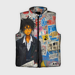 Женский жилет Аниме пацан на фоне стены, цвет: 3D-светло-серый