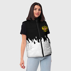 Женский жилет Герб РФ огонь патриотический стиль, цвет: 3D-красный — фото 2