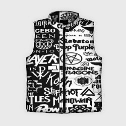 Женский жилет Логотипы лучших групп черно белый