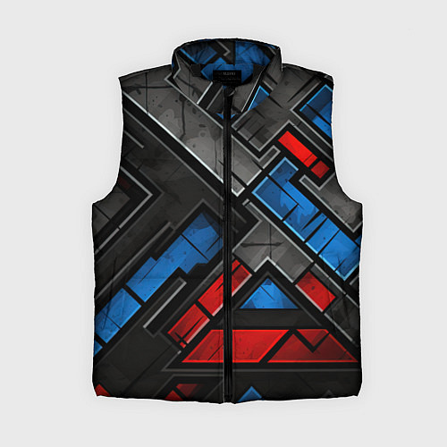 Женский жилет Темная абстракция из геометрических фигур / 3D-Черный – фото 1