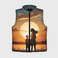Женский жилет Мать и дитя на закате, цвет: 3D-светло-серый