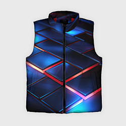 Женский жилет Синие абстрактные плиты, цвет: 3D-красный