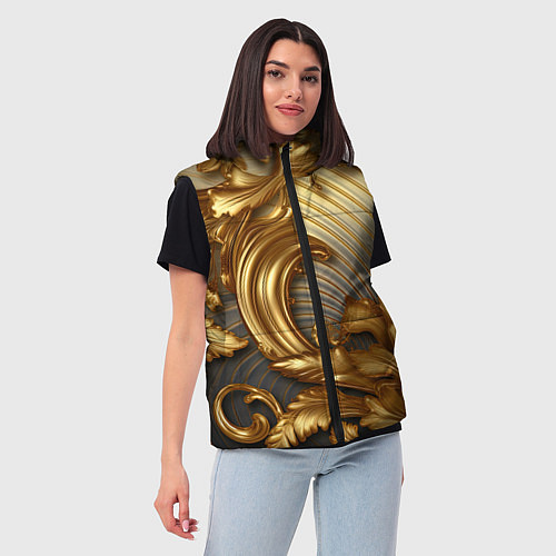 Женский жилет Золотая текстура и абстракции / 3D-Красный – фото 3