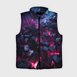 Женский жилет Фиолетовые кубы в фиолетовом дыме, цвет: 3D-красный