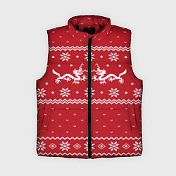 Женский жилет Новогодний свитер с драконами, цвет: 3D-черный