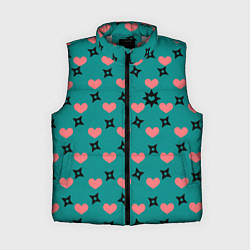 Женский жилет Бирюза и розовый: сердца и сюрикены