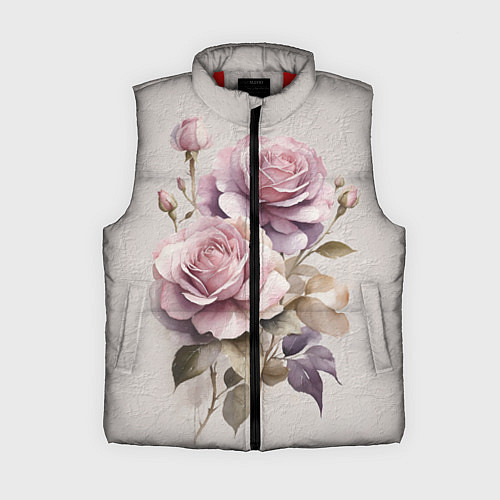 Женский жилет Нежные розовые розы на стене / 3D-Красный – фото 1