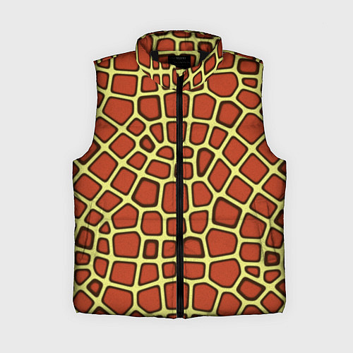 Женский жилет Паттерн красных плит на жёлтом / 3D-Черный – фото 1