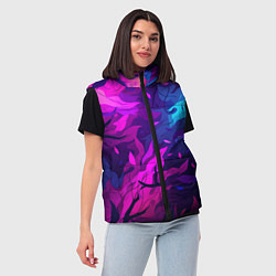 Женский жилет Фиолетовые яркие лепестки, цвет: 3D-черный — фото 2