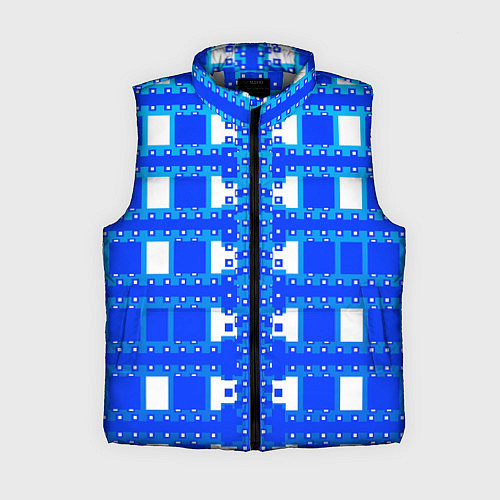 Женский жилет Синие и белые квадраты / 3D-Светло-серый – фото 1