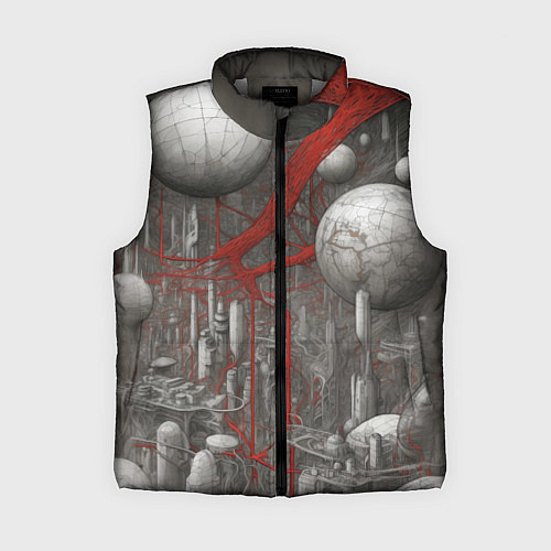 Женский жилет Биотехнический городской пейзаж / 3D-Светло-серый – фото 1