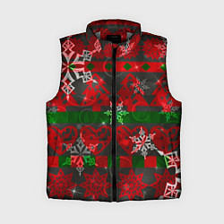 Женский жилет Рождественские узоры ёлки и снежинки