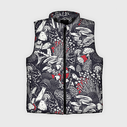 Женский жилет Разные грибы / 3D-Черный – фото 1